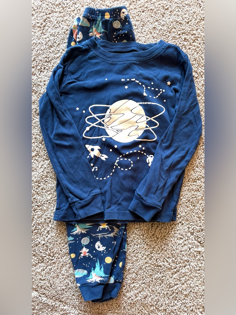 Boys Navy Space-Themed Pajama Set